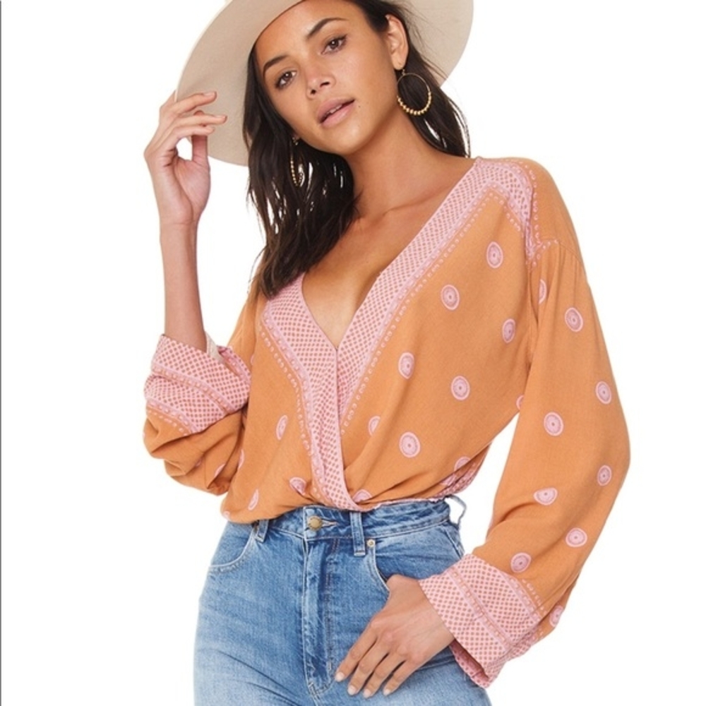 Women's Orange and Pink Boho Top